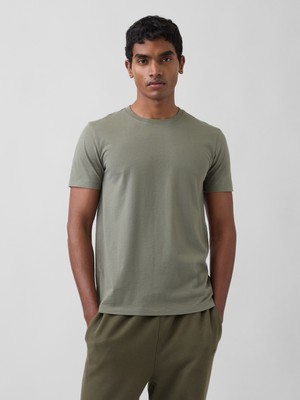 Gap Erkek Haki Jersey Bisiklet Yaka Tshirt