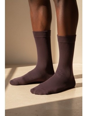 Bony Socks Erkek Derbi Koyu Kahverengi Soket Çorap