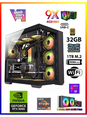 Gamepage Master Rtx1 Ryzen 5 5500 32GB Ram 1tb M.2 SSD RTX3050 Sıvı Soğutmalı Oyuncu Bilgisayar