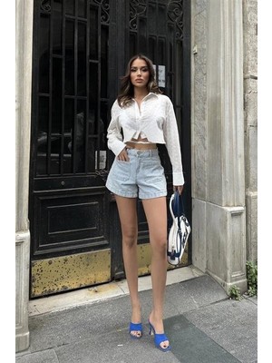 Amorluxe Kristen Sırt Dekolte Crop Gömlek 3253-08