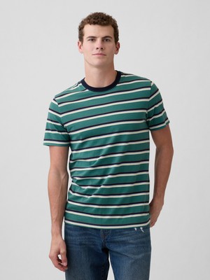 Gap Erkek Yeşil Relaxed Bisiklet Yaka T-Shirt