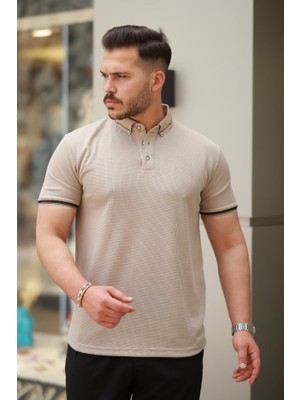 Amorluxe Erkek Düğmeli Yaka Waffle Kumaş Kısa Kollu Tişört