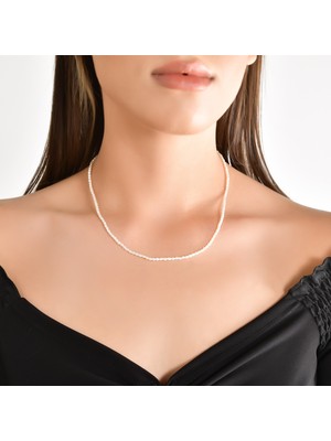 Kuyumcudukkani "tatlı Su Arpa Inci Doğal Taşlı" KOLYE-29240-G-W40CM