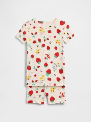 Gap Bebek Kırık Beyaz %100 Organik Pamuk Çilek Baskılı Pijama Takımı