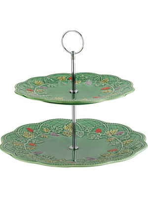 LuckyArt Vinea Seramik Yeşil Iki Katlı Kek Standı 27 cm