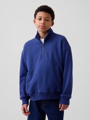 Gap Erkek Çocuk Kobalt Mavisi Vintagesoft Terry Relaxed Yarım Fermuarlı Sweatshirt