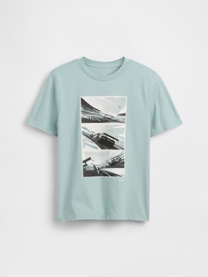 Gap Erkek Çocuk Açık Mavi Grafik Baskılı T-Shirt