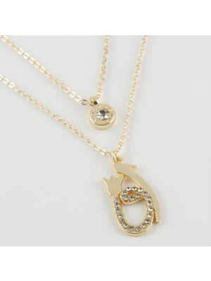 Marsilyan Vav Elif Figürlü Yeni Sezon Ikili Kolye