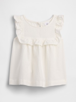 Gap Kız Bebek Beyaz Keten Karışımı Ruffle Bluz