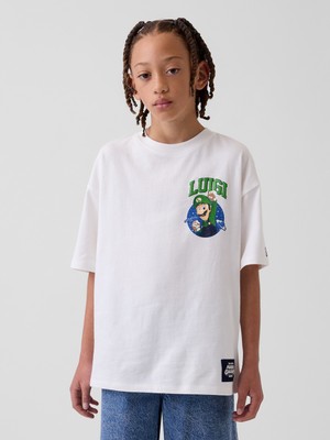 Gap Erkek Çocuk Beyaz Süper Mario Relaxed Grafik Baskılı T-Shirt