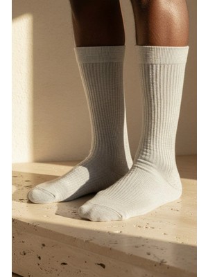 Bony Socks Erkek Derbi Ekru Soket Çorap