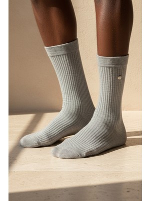 Bony Socks Erkek Zımbalı Derbi Soket Çorap Gri