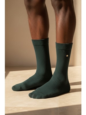Bony Socks Erkek Zımbalı Derbi Soket Çorap Yeşil