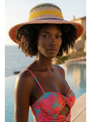 Bony Socks Kadın Örgü Hasır Şapka Pembe