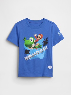 Gap Erkek Bebek Mavi Süper Mario Grafik Baskılı T-Shirt