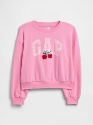 Gap Kız Çocuk Pembe Oversized Wedge Grafik Baskılı Sweatshirt