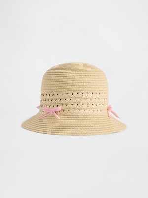 Gap Bebek Bej Bow Straw Şapka