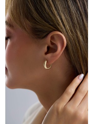 Arpaş 14 Ayar Tasarım Altın Halka Küpe (Gizli Kilit)