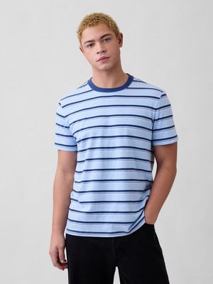 Gap Erkek Açık Mavi Relaxed Bisiklet Yaka T-Shirt