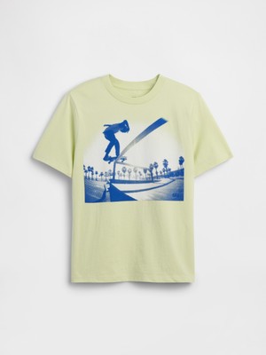 Gap Erkek Çocuk Açık Yeşil Grafik Baskılı T-Shirt