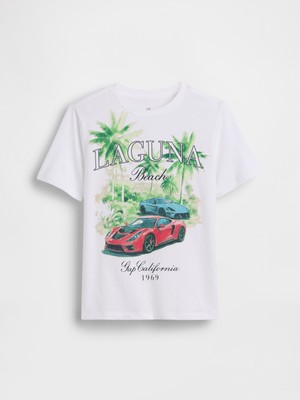 Gap Erkek Çocuk Beyaz Grafik Baskılı T-Shirt