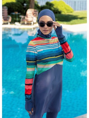 Mayovera Kapalı Mayo - Çizgili Renkler