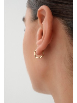 Arpaş 14 Ayar Dalgalı Altın Halka Küpe