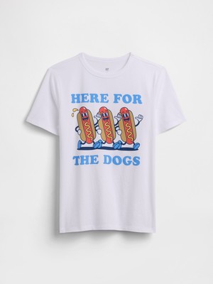 Gap Erkek Çocuk Beyaz Grafik Baskılı T-Shirt