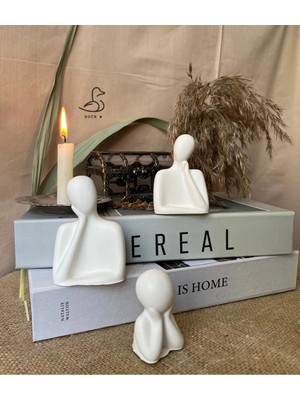 CasadiDuck Üçlü Aile 2 Set Taş Tozu Dekoratif Obje Biblo