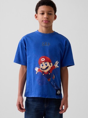 Gap Erkek Çocuk Kobalt Mavisi Süper Mario Relaxed Grafik Baskılı T-Shirt
