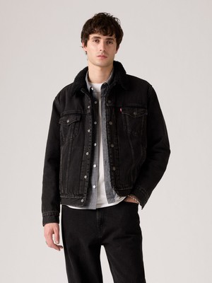 Levi's Type 3 Sherpa Erkek Siyah Kürklü Denım Trucker Kot Ceket 16365-0276