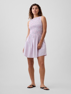 Gap Kadın Pembe Smocked Boatneck Mini Elbise