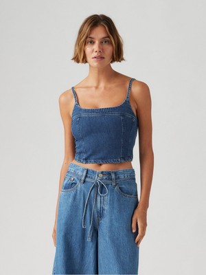 Levi's Kadın Mavi Jean Kot Askılı Crop Büstiyer 001SD-0000