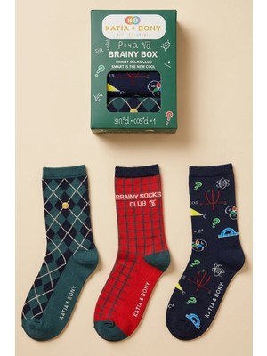 Bony Socks Maths Temalı Kutulu Desenli Çocuk Soket Çorap