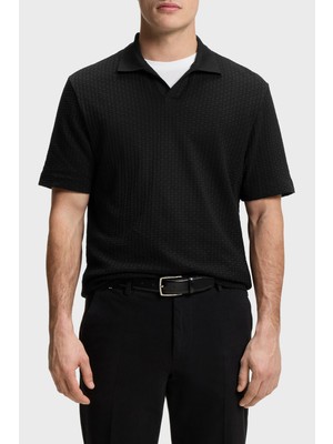 Boss Jakarlı Pamuklu Regular Fit Kısa Kollu V Yaka Polo Erkek Polo 50561203 001