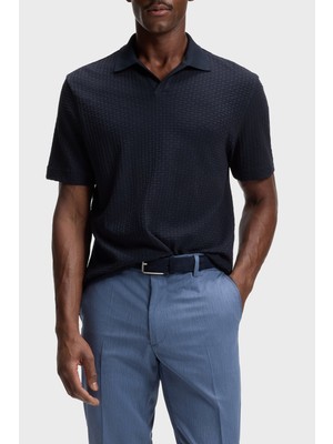 Boss Jakarlı Pamuklu Regular Fit Kısa Kollu V Yaka Polo Erkek Polo 50561203 404