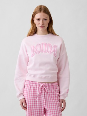 Gap Kadın Açık Pembe Oversized Wedge Grafik Baskılı Sweatshirt