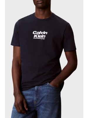 Calvin Klein Logolu % 100 Pamuk Bisiklet Yaka T Shirt LV14RF803GCEF Erkek T Shirt LV14RF803G Cef