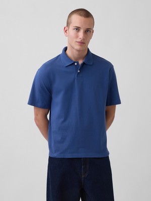 Gap Erkek Mavi Relaxed Pique Polo T-Shirt