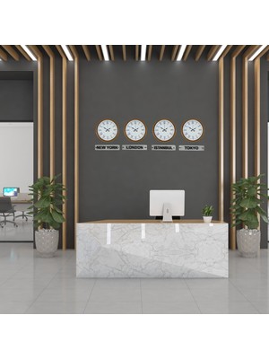 Nemere Energy Turuncu 36 cm 4 Lü Tabelalı Dünya Saatleri