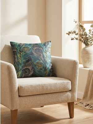 Ravello Home Premuım Özel Seri Palmiye Desen Çift Taraflı Kırlent Kılıfı