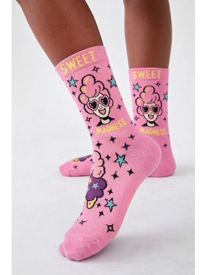 Bony Socks Unisex Desenli Soket Çorap Açık Pembe