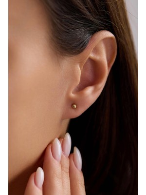 Arpaş 14 Ayar Desenli Altın Top Küpe