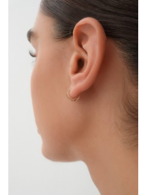 Arpaş 14 Ayar Desenli Altın Halka Küpe