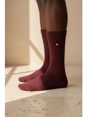 Bony Socks Erkek Zımbalı Derbi Soket Çorap Bordo
