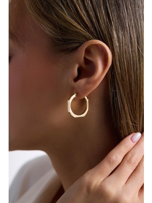 Arpaş 14 Ayar Altın Geometrik Halka Küpe