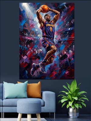 Artmeg Basketbol Maçında Smaç Vuran Oyuncu Dekoratif Kanvas - Mdf Ahşap Tablo