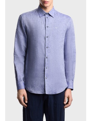 Emporio Armani % 100 Keten Regular Fit Klasik Yaka Uzun Kollu Gömlek Erkek Gömlek EM000099 TE10157 OB003