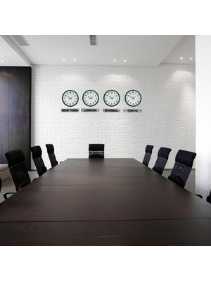 Nemere Yeşil 36 cm 4 Lü Tabelalı Dünya Duvar Saati