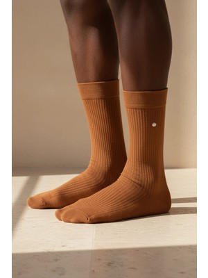 Bony Socks Erkek Zımbalı Derbi Soket Çorap Kahverengi